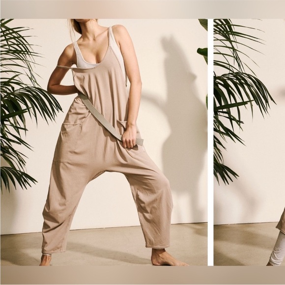 FP Movement by Free People Pants - NWOT Free People FP Movement Hot Shot Onesie - Mocha Latte tan - Medium